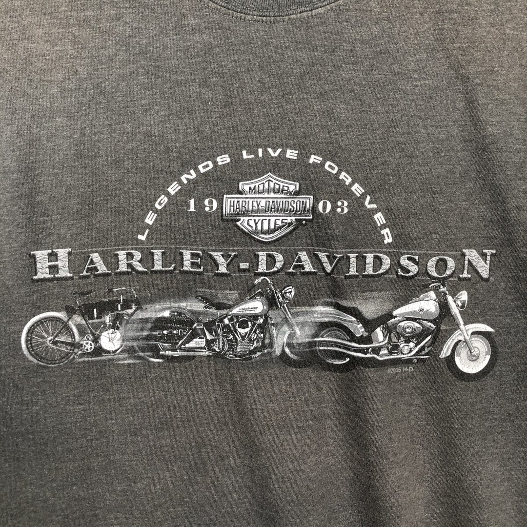 00'S Harley-Davidson Motorcycle Bike T-shirt Made in USA Men's XL cotton Charcoal Vintage Second Hand