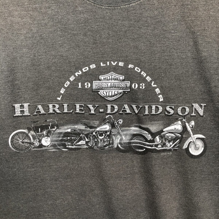 00'S Harley-Davidson Motorcycle Bike T-shirt Made in USA Men's XL cotton Charcoal Vintage Second Hand