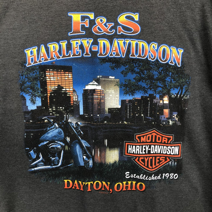 00'S Harley-Davidson Motorcycle Bike T-shirt Made in USA Men's XL cotton Charcoal Vintage Second Hand