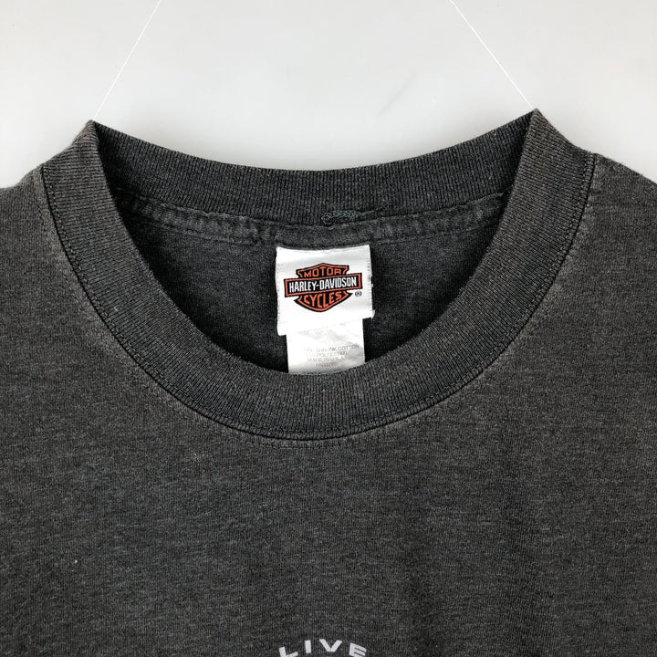 00'S Harley-Davidson Motorcycle Bike T-shirt Made in USA Men's XL cotton Charcoal Vintage Second Hand