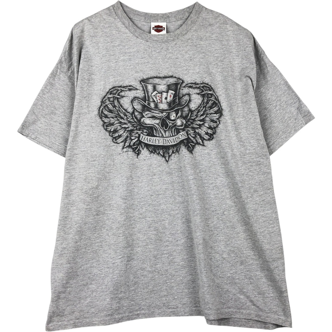 Harley-Davidson Skull Pattern Motorcycle Bike T-shirt Men's XXL cotton gray type Vintage Second Hand