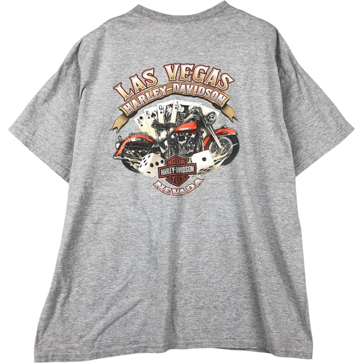 Harley-Davidson Skull Pattern Motorcycle Bike T-shirt Men's XXL cotton gray type Vintage Second Hand