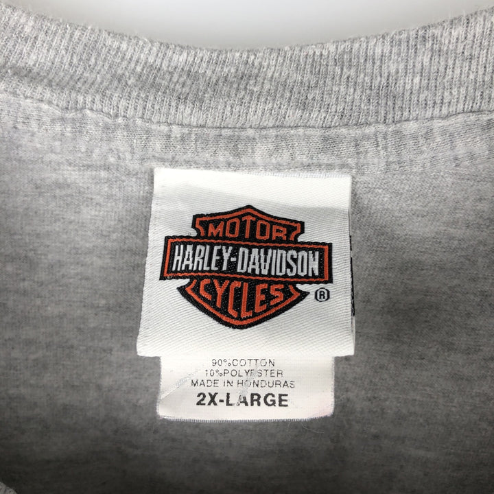 Harley-Davidson Skull Pattern Motorcycle Bike T-shirt Men's XXL cotton gray type Vintage Second Hand
