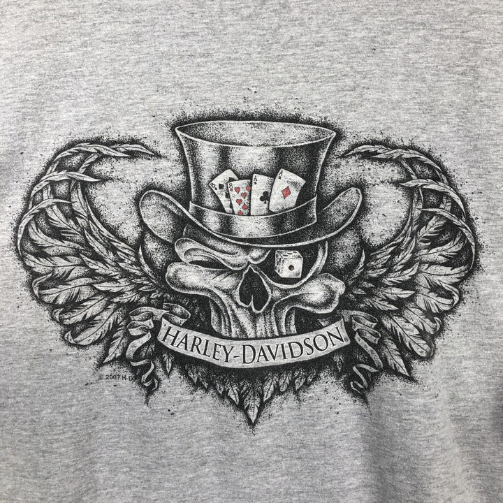 Harley-Davidson Skull Pattern Motorcycle Bike T-shirt Men's XXL cotton gray type Vintage Second Hand