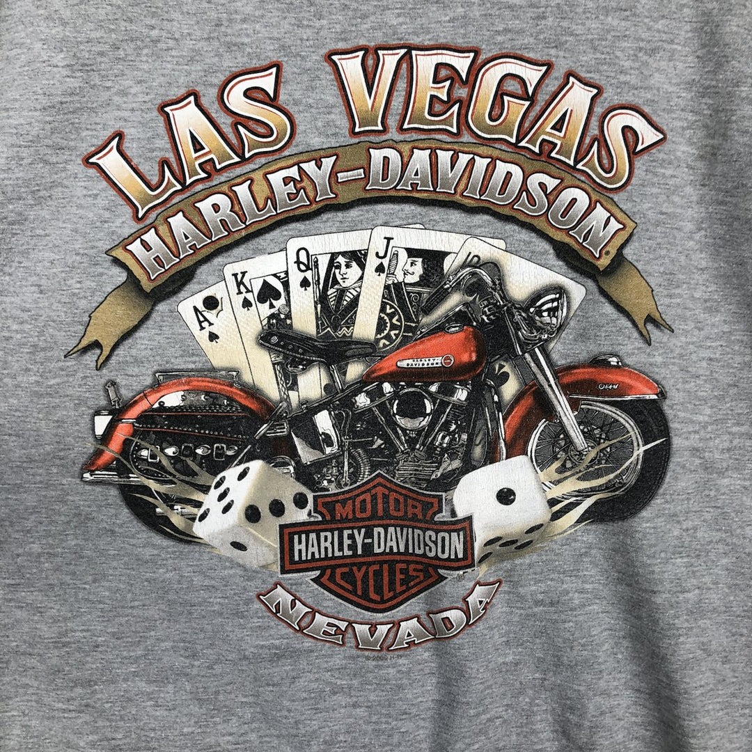 Harley-Davidson Skull Pattern Motorcycle Bike T-shirt Men's XXL cotton gray type Vintage Second Hand