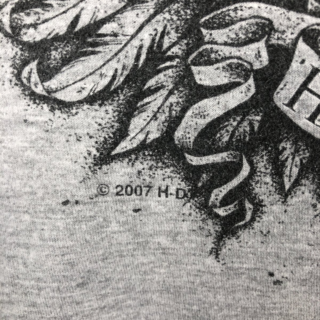 Harley-Davidson Skull Pattern Motorcycle Bike T-shirt Men's XXL cotton gray type Vintage Second Hand