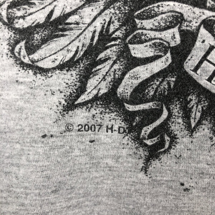 Harley-Davidson Skull Pattern Motorcycle Bike T-shirt Men's XXL cotton gray type Vintage Second Hand