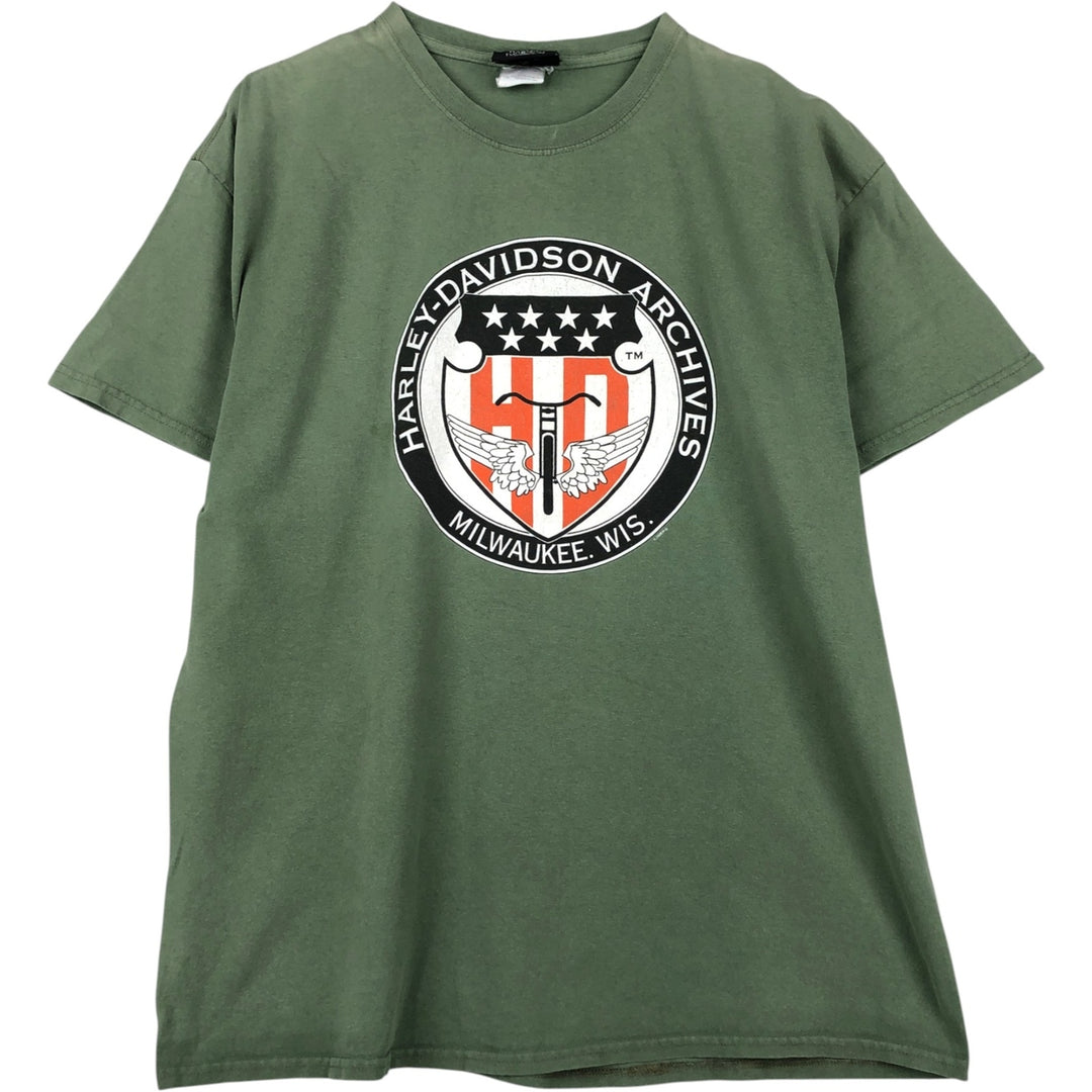00'S Harley-Davidson Motorcycle Bike T-shirt Men's XL size cotton green type Vintage Second Hand