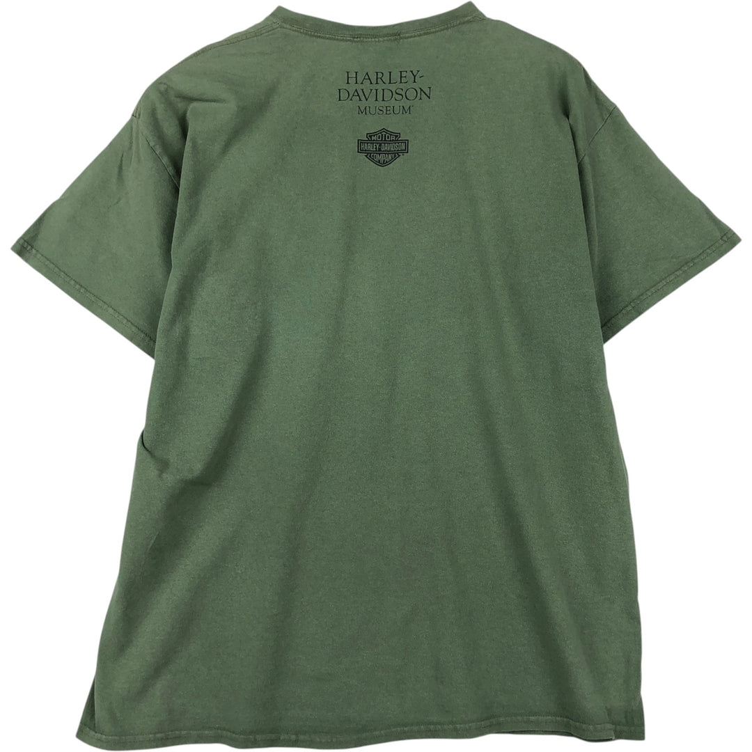 00'S Harley-Davidson Motorcycle Bike T-shirt Men's XL size cotton green type Vintage Second Hand