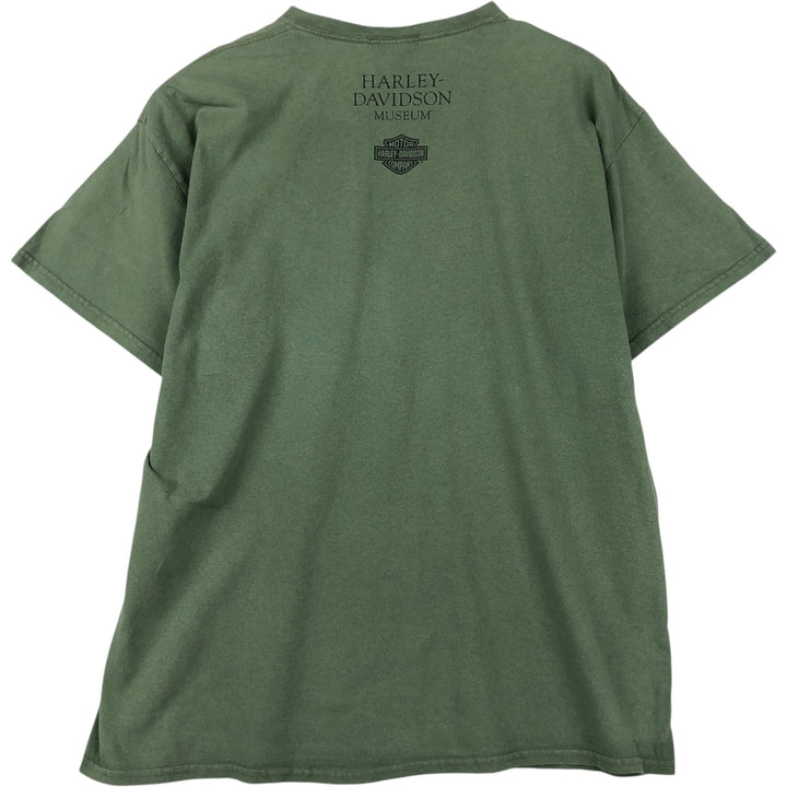 00'S Harley-Davidson Motorcycle Bike T-shirt Men's XL size cotton green type Vintage Second Hand