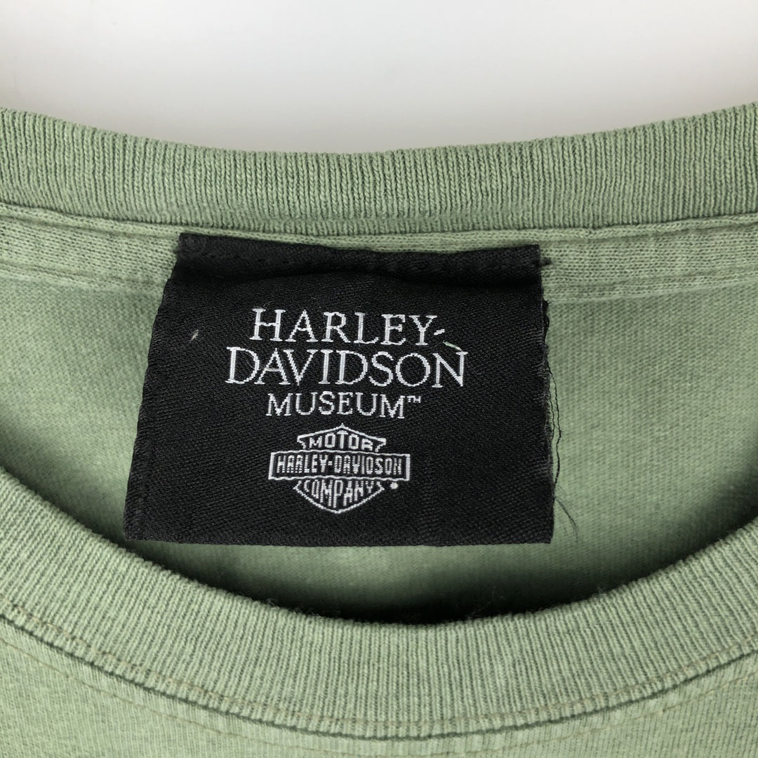 00'S Harley-Davidson Motorcycle Bike T-shirt Men's XL size cotton green type Vintage Second Hand