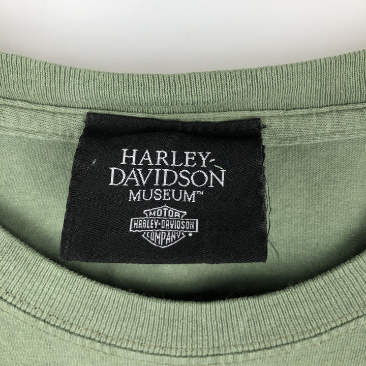 00'S Harley-Davidson Motorcycle Bike T-shirt Men's XL size cotton green type Vintage Second Hand