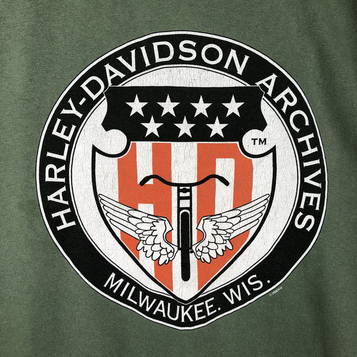 00'S Harley-Davidson Motorcycle Bike T-shirt Men's XL size cotton green type Vintage Second Hand