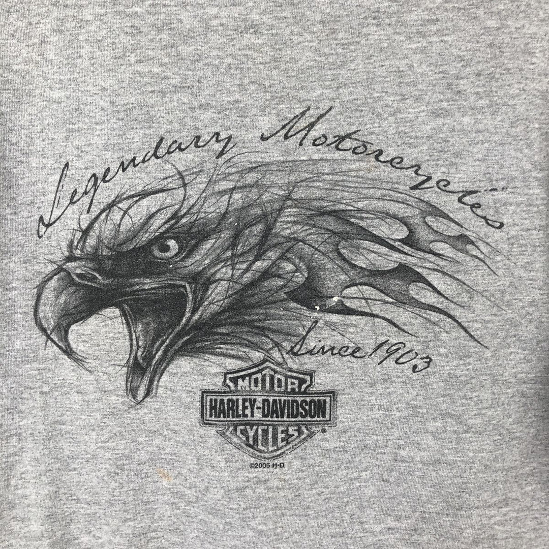 2000'S Harley-Davidson Eagle Pattern Motorcycle T-Shirt, Men's Size M (approx.) cotton gray type Vintage Second Hand