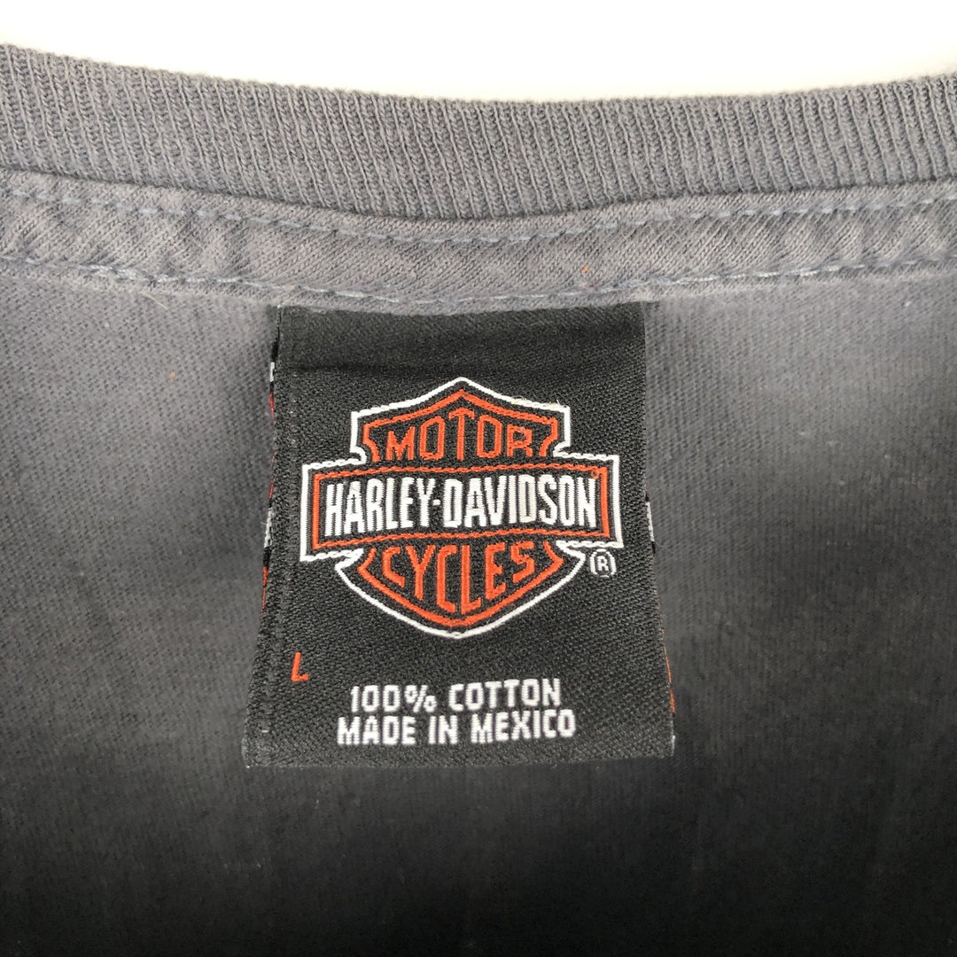 00'S Harley-Davidson Eagle Pattern Motorcycle Bike T-shirt Men's L size cotton Charcoal Vintage Second Hand