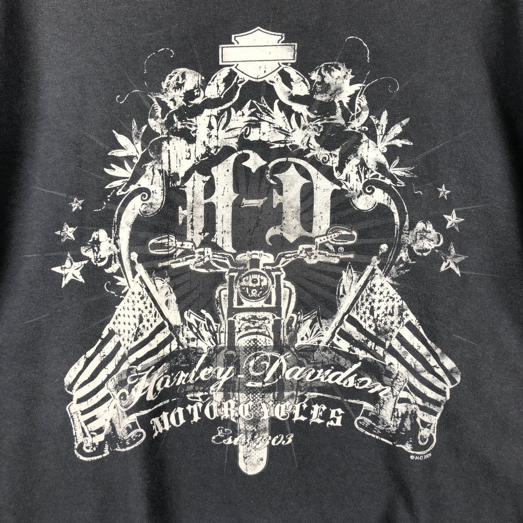 00'S Harley-Davidson Eagle Pattern Motorcycle Bike T-shirt Men's L size cotton Charcoal Vintage Second Hand