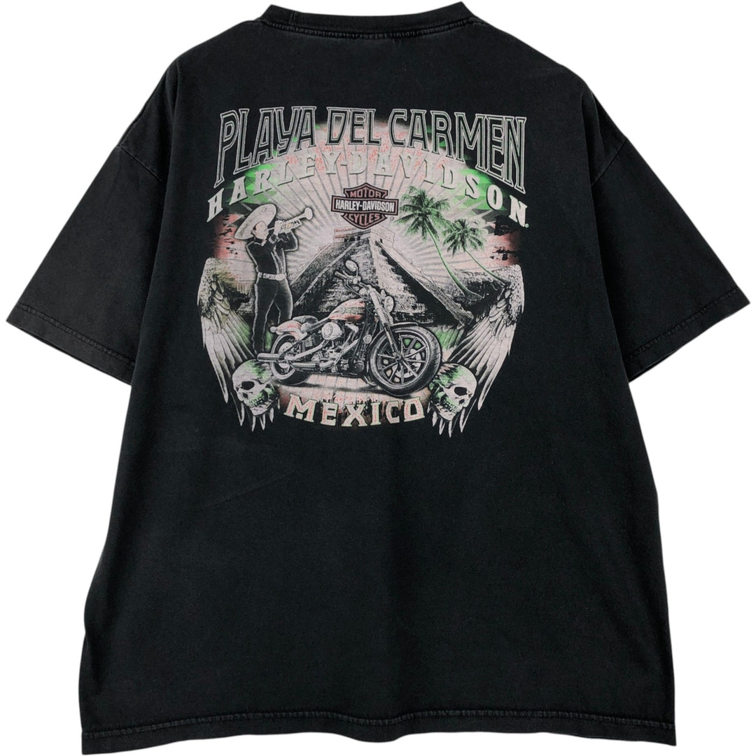 Harley-Davidson Skull Pattern Motorcycle Bike T-shirt Men's XXL cotton black type Vintage Second Hand