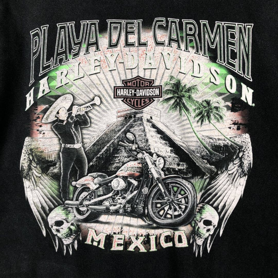 Harley-Davidson Skull Pattern Motorcycle Bike T-shirt Men's XXL cotton black type Vintage Second Hand