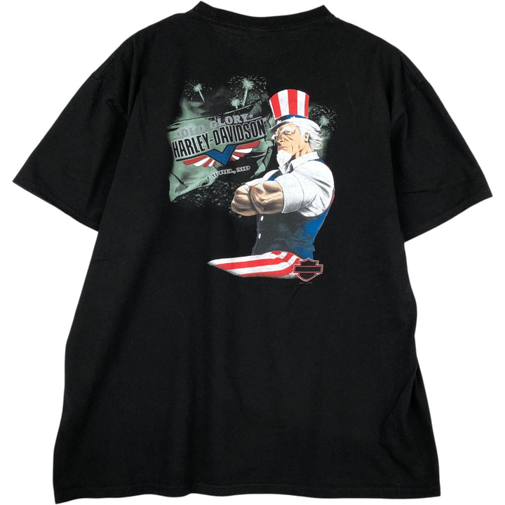 Harley-Davidson Uncle Sam Motorcycle Bike T-Shirt, Men's Size XL (approx.) unclear black type Vintage Second Hand