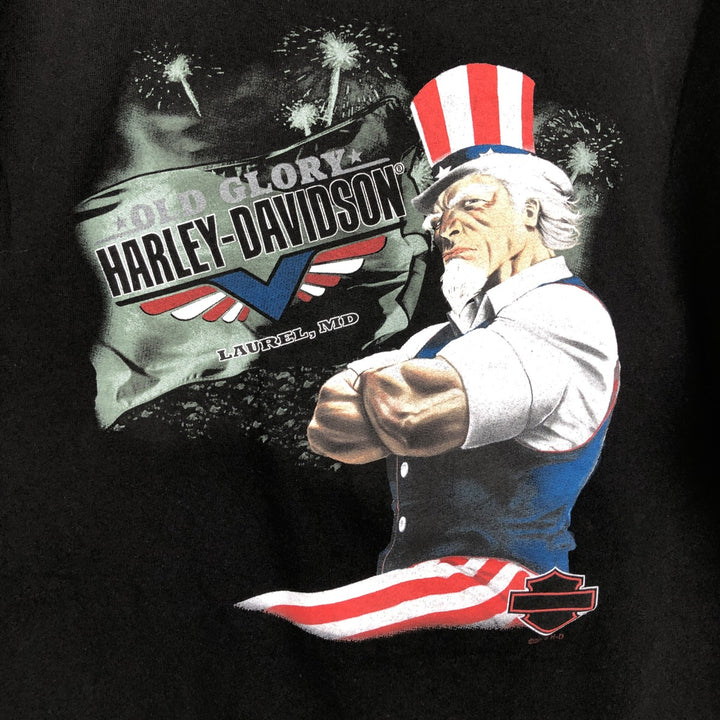 Harley-Davidson Uncle Sam Motorcycle Bike T-Shirt, Men's Size XL (approx.) unclear black type Vintage Second Hand