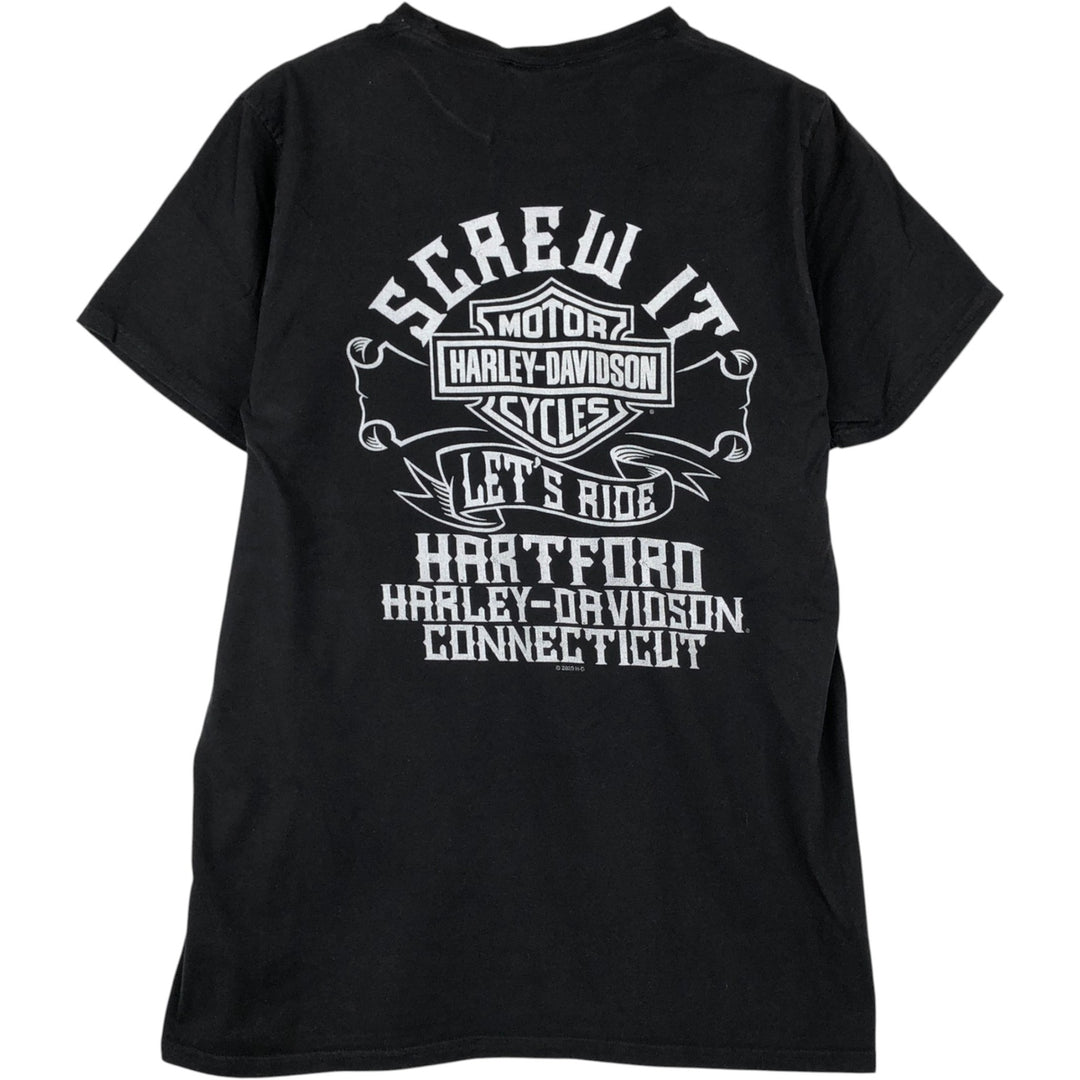 Harley-Davidson Motorcycle Bike T-shirt, Men's Size L cotton black type Vintage Second Hand