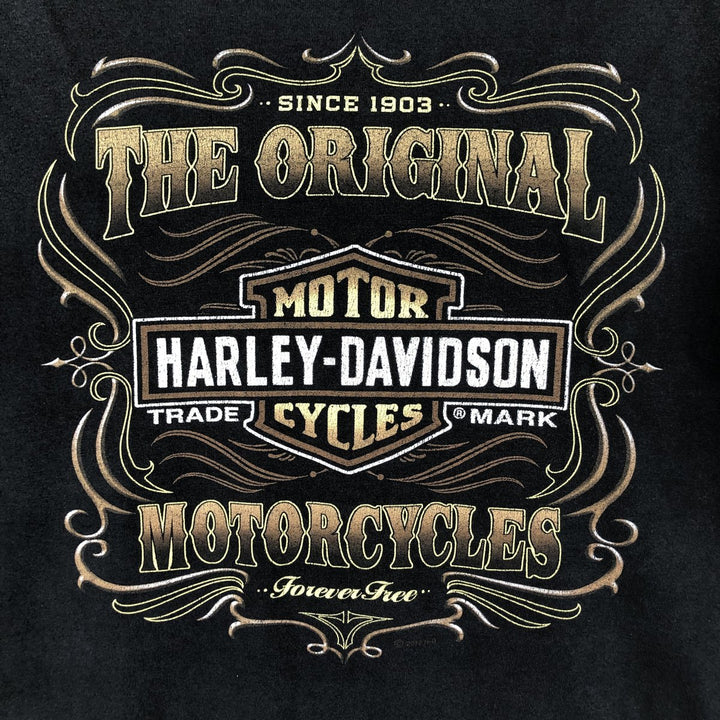 00'S Harley-Davidson Motorcycle Bike T-shirt Men's XL size unclear black type Vintage Second Hand