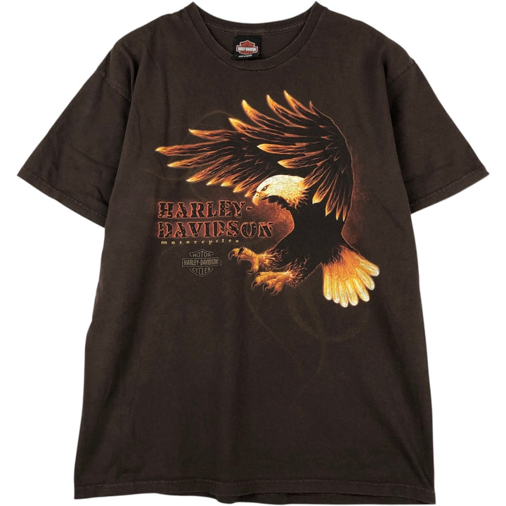 Harley-Davidson Eagle Pattern Motorcycle T-Shirt, Men's Size L (approx.) cotton brown type Vintage Second Hand
