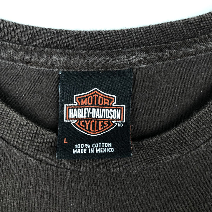 Harley-Davidson Eagle Pattern Motorcycle T-Shirt, Men's Size L (approx.) cotton brown type Vintage Second Hand