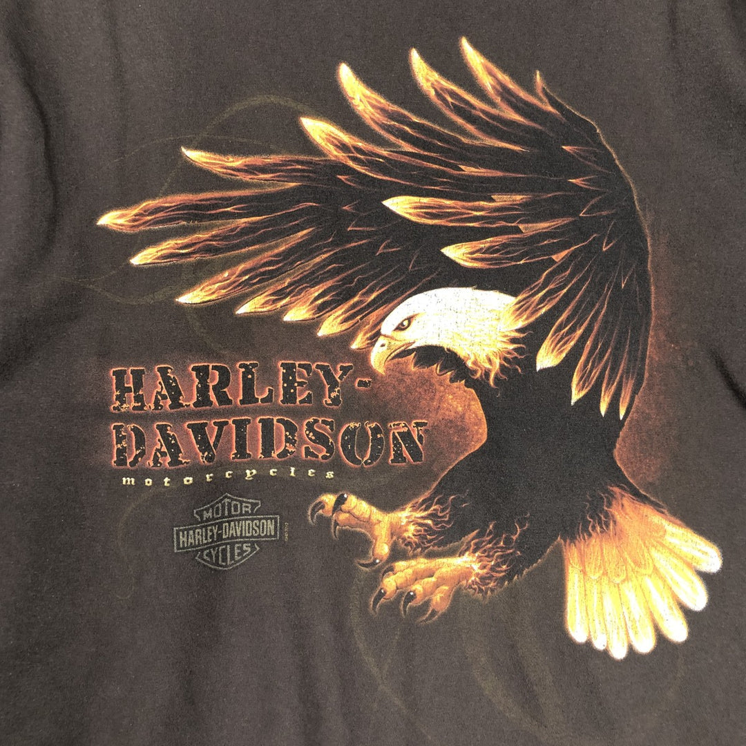 Harley-Davidson Eagle Pattern Motorcycle T-Shirt, Men's Size L (approx.) cotton brown type Vintage Second Hand