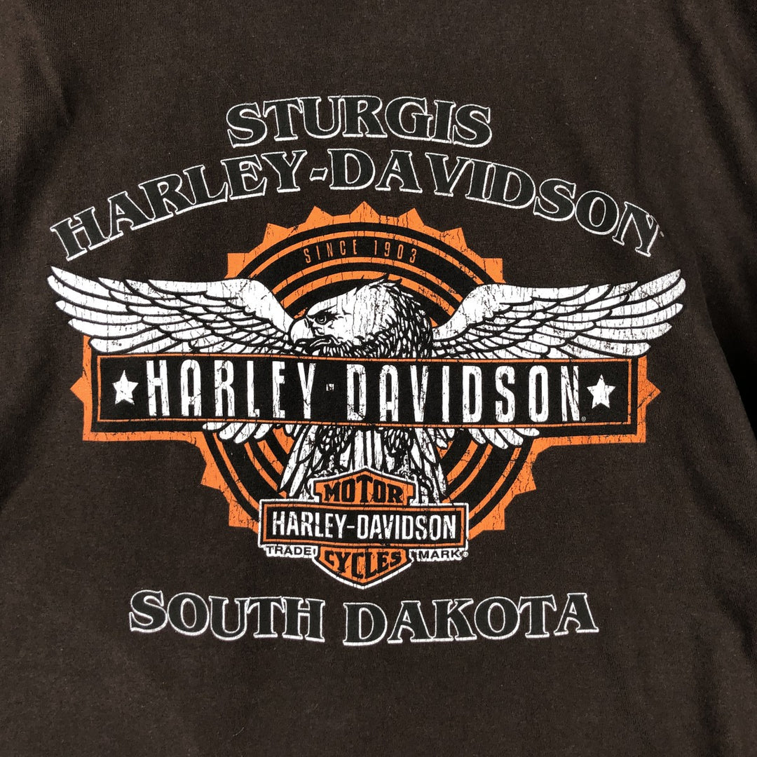 Harley-Davidson Eagle Pattern Motorcycle T-Shirt, Men's Size L (approx.) cotton brown type Vintage Second Hand