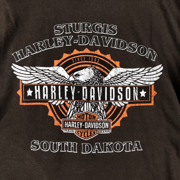 Harley-Davidson Eagle Pattern Motorcycle T-Shirt, Men's Size L (approx.) cotton brown type Vintage Second Hand