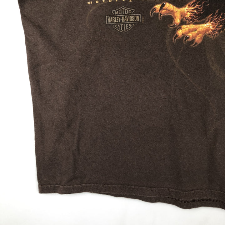 Harley-Davidson Eagle Pattern Motorcycle T-Shirt, Men's Size L (approx.) cotton brown type Vintage Second Hand