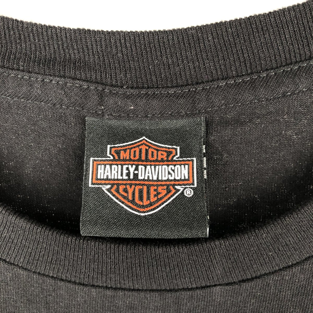 Harley-Davidson Eagle Pattern Motorcycle Bike T-shirt Made in USA Men's L size unclear black type Vintage Second Hand