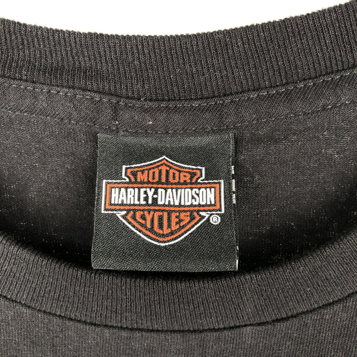 Harley-Davidson Eagle Pattern Motorcycle Bike T-shirt Made in USA Men's L size unclear black type Vintage Second Hand