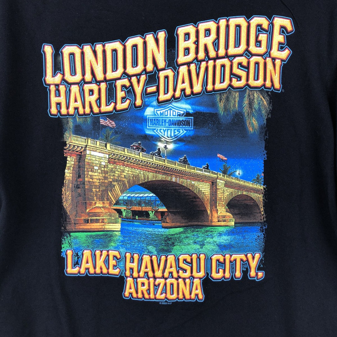 Harley-Davidson Eagle Pattern Motorcycle Bike T-shirt Made in USA Men's L size unclear black type Vintage Second Hand