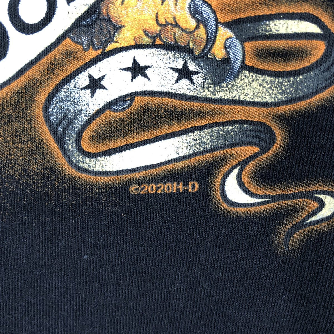 Harley-Davidson Eagle Pattern Motorcycle Bike T-shirt Made in USA Men's L size unclear black type Vintage Second Hand