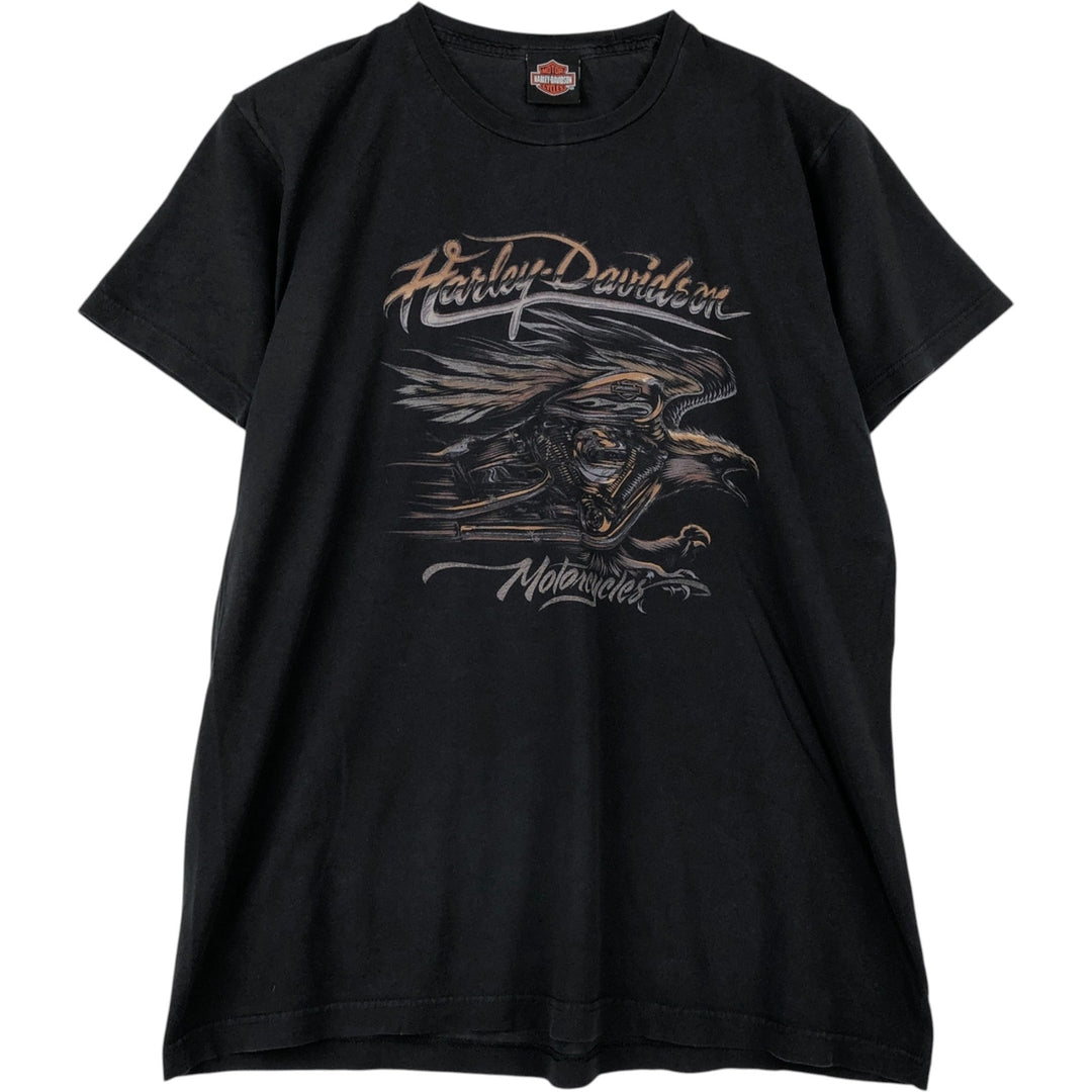 Harley-Davidson Eagle Pattern Motorcycle Bike T-shirt Men's L size cotton black type Vintage Second Hand
