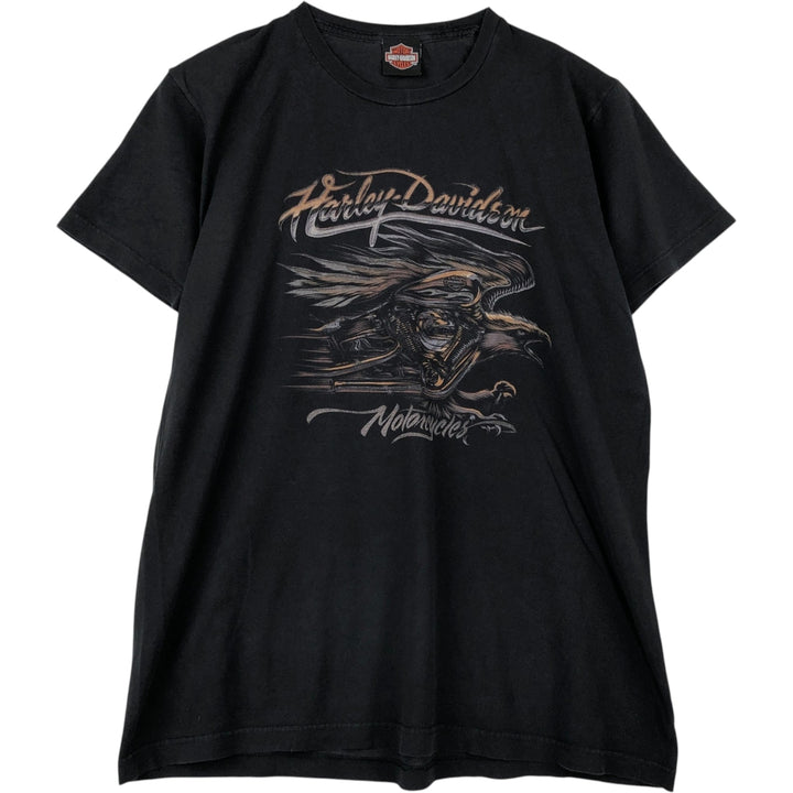 Harley-Davidson Eagle Pattern Motorcycle Bike T-shirt Men's L size cotton black type Vintage Second Hand