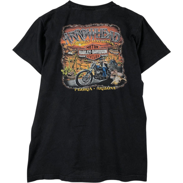 Harley-Davidson Eagle Pattern Motorcycle Bike T-shirt Men's L size cotton black type Vintage Second Hand