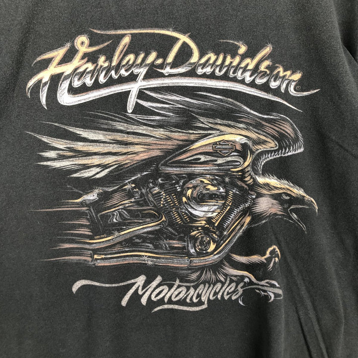 Harley-Davidson Eagle Pattern Motorcycle Bike T-shirt Men's L size cotton black type Vintage Second Hand