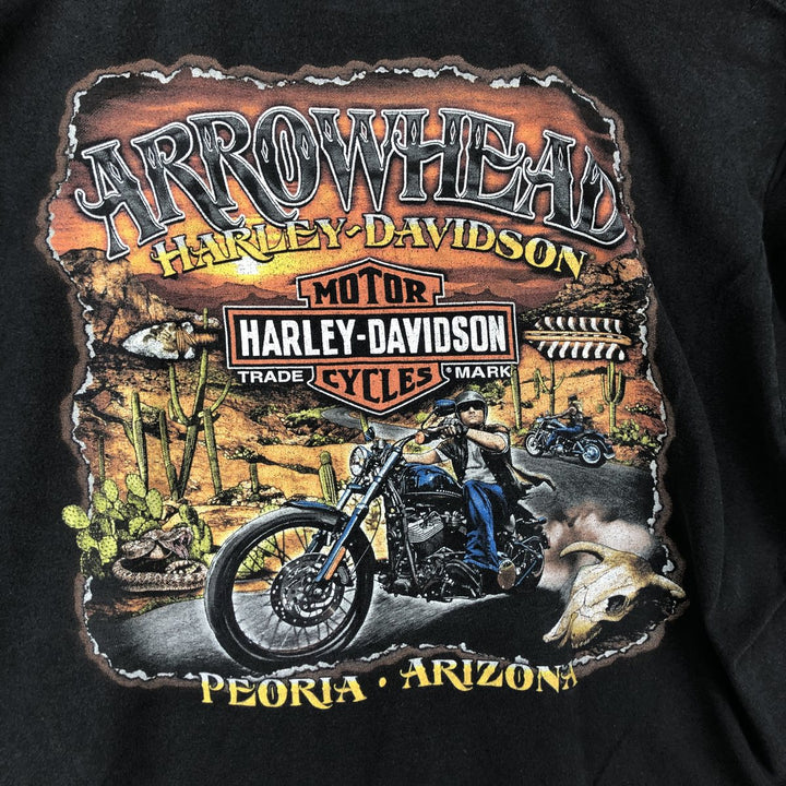 Harley-Davidson Eagle Pattern Motorcycle Bike T-shirt Men's L size cotton black type Vintage Second Hand