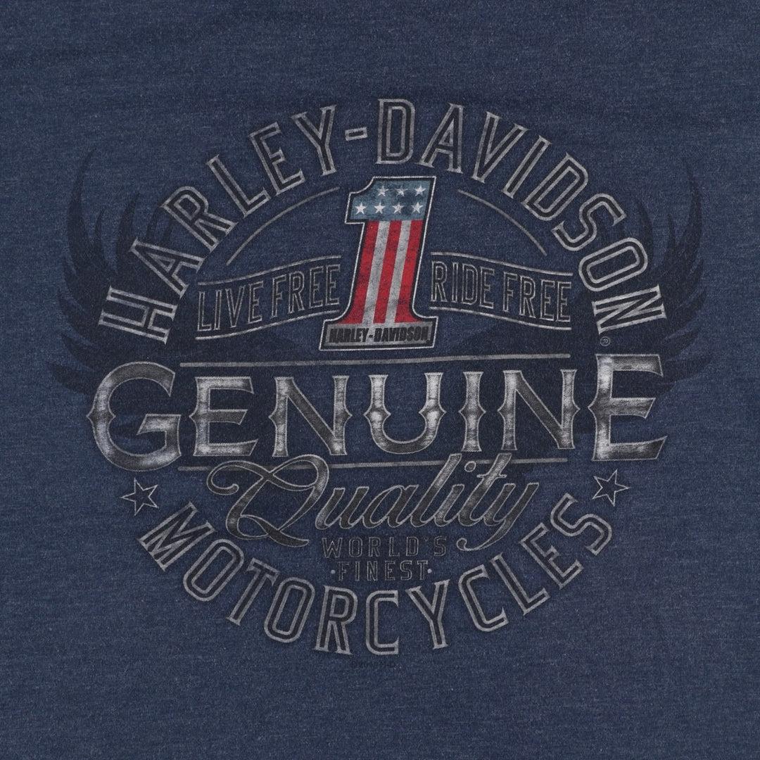 Harley-Davidson Stars and Stripes Motorcycle T-Shirt, Men's Size XL cotton navy blue type Vintage Second Hand