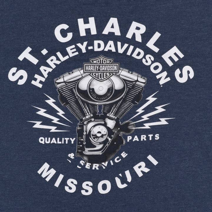 Harley-Davidson Stars and Stripes Motorcycle T-Shirt, Men's Size XL cotton navy blue type Vintage Second Hand