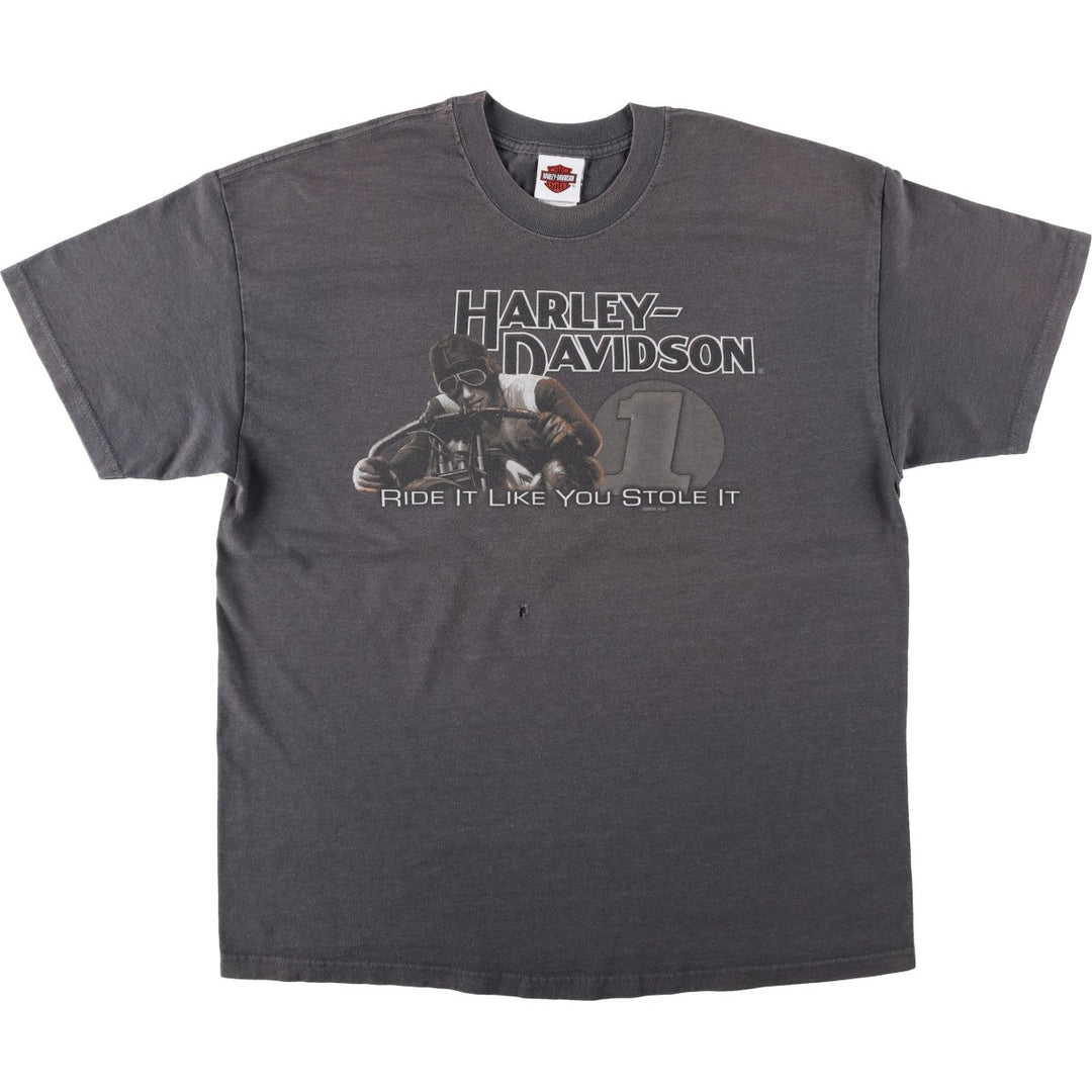 00'S Harley-Davidson Motorcycle Bike T-shirt Made in USA Men's XL cotton gray type Vintage Second Hand