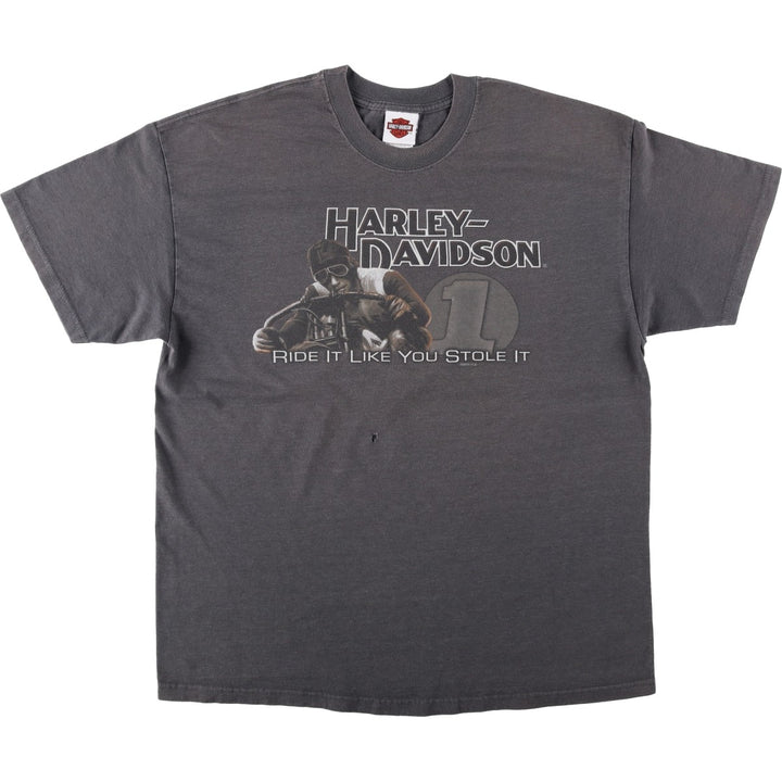 00'S Harley-Davidson Motorcycle Bike T-shirt Made in USA Men's XL cotton gray type Vintage Second Hand