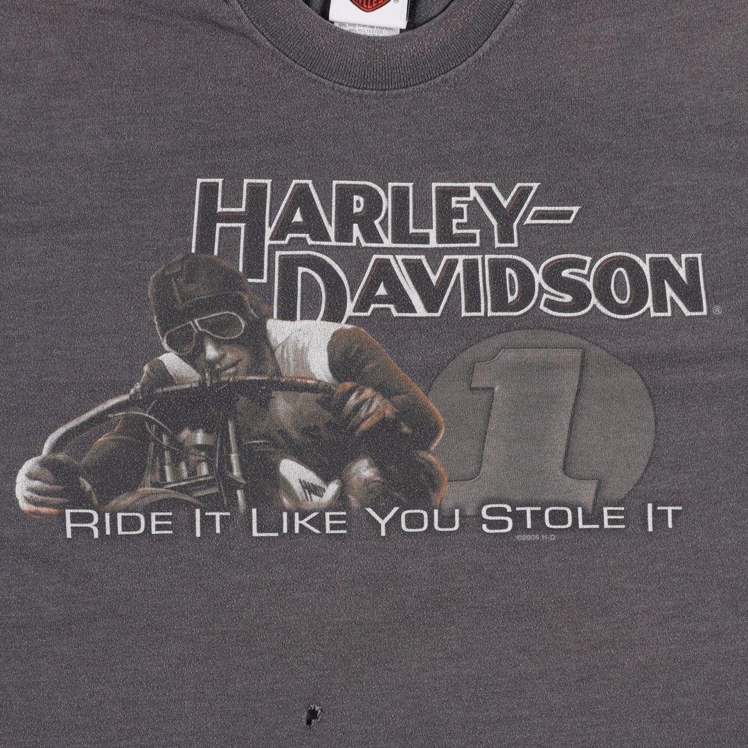 00'S Harley-Davidson Motorcycle Bike T-shirt Made in USA Men's XL cotton gray type Vintage Second Hand