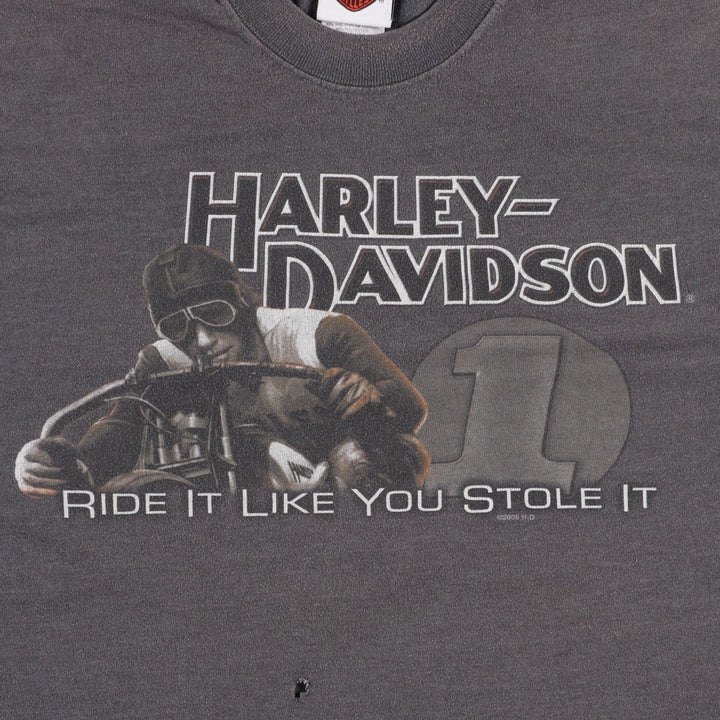 00'S Harley-Davidson Motorcycle Bike T-shirt Made in USA Men's XL cotton gray type Vintage Second Hand