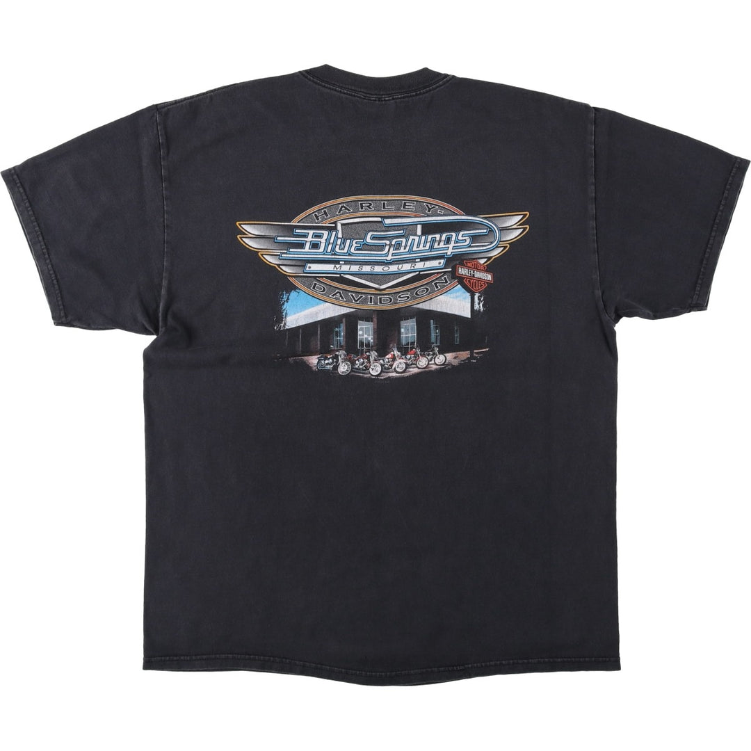 2000'S Harley-Davidson Motorcycle T-Shirt, Made in Mexico, Men's Size L (approx.), Double-Sided Print cotton black type Vintage Second Hand