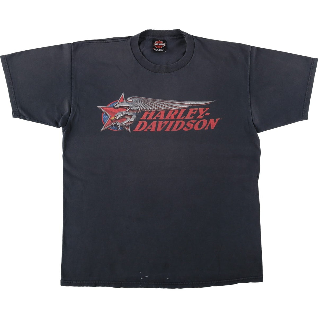 Harley-Davidson Eagle Pattern Motorcycle Bike T-shirt Made in USA Men's XL cotton black type Vintage Second Hand