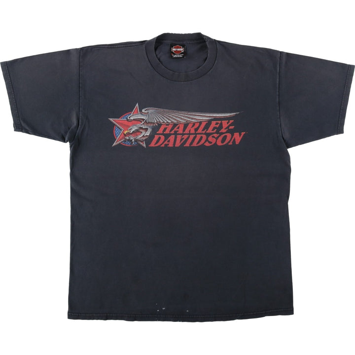 Harley-Davidson Eagle Pattern Motorcycle Bike T-shirt Made in USA Men's XL cotton black type Vintage Second Hand